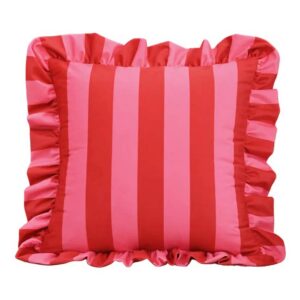 faire_b4_10 Striped Ruffled Pillow Cover, Decorative Throw Cushion Case