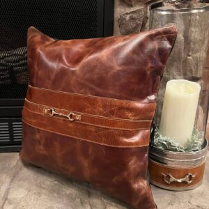 Equestrian Snaffle Bit Leather Pillow Cover