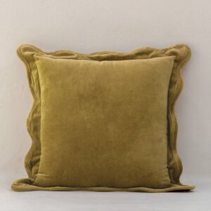 Scallop Velvet Pillow Cover, Mustard (20 inch x20 inch )